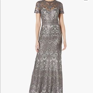 Tadashi Shoji Long Formal Dress Gray/Silver